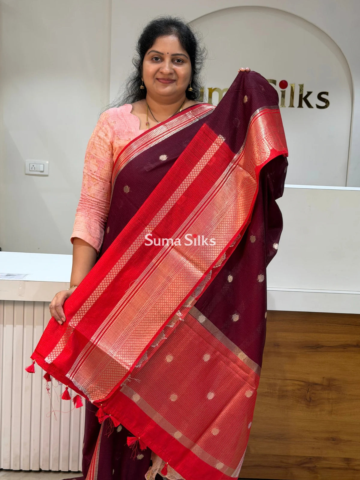 Banaras Chiniya Silk Sarees Brown Color