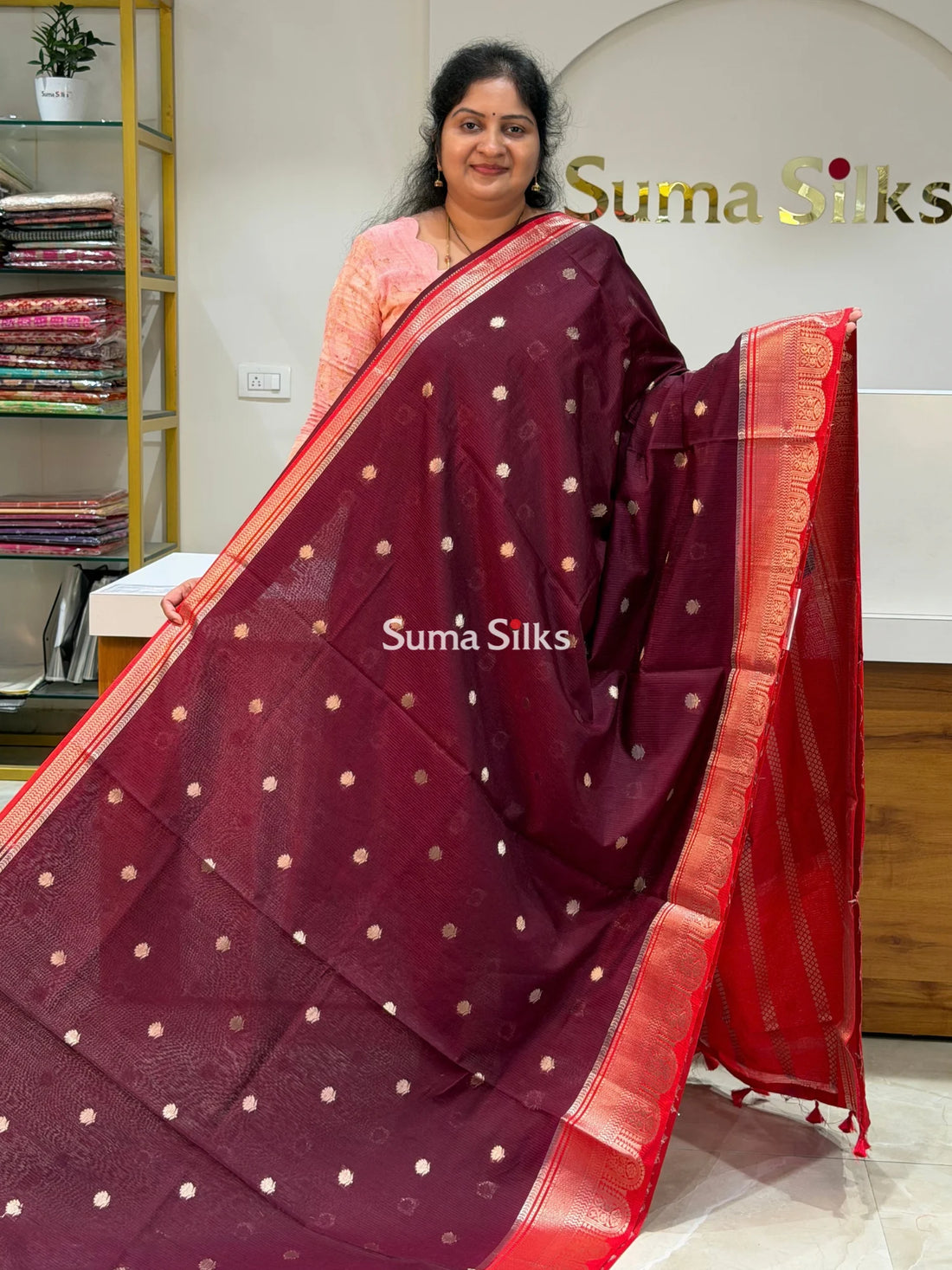 Banaras Chiniya Silk Sarees Brown Color