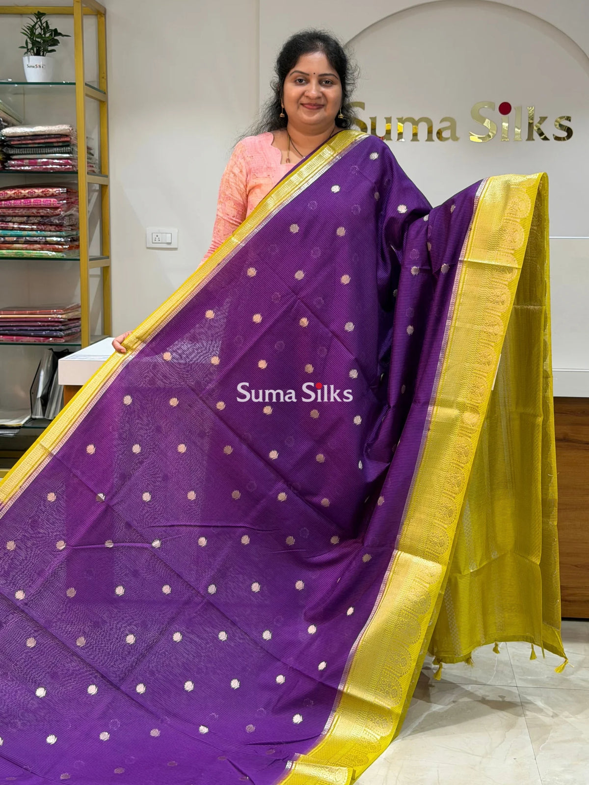 Banaras Chiniya Silk Sarees Purple Color
