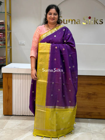 Banaras Chiniya Silk Sarees Purple Color