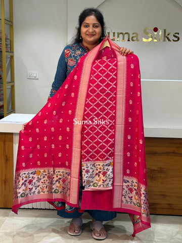 Banarasi Moonga Tussar Paithani Pink Color