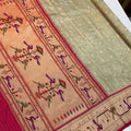 Banarasi Silk Roll Tissue Paithani Peacock Design Pista