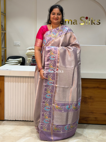 Brocade Tissue with Patola Border Saree Lavender Color