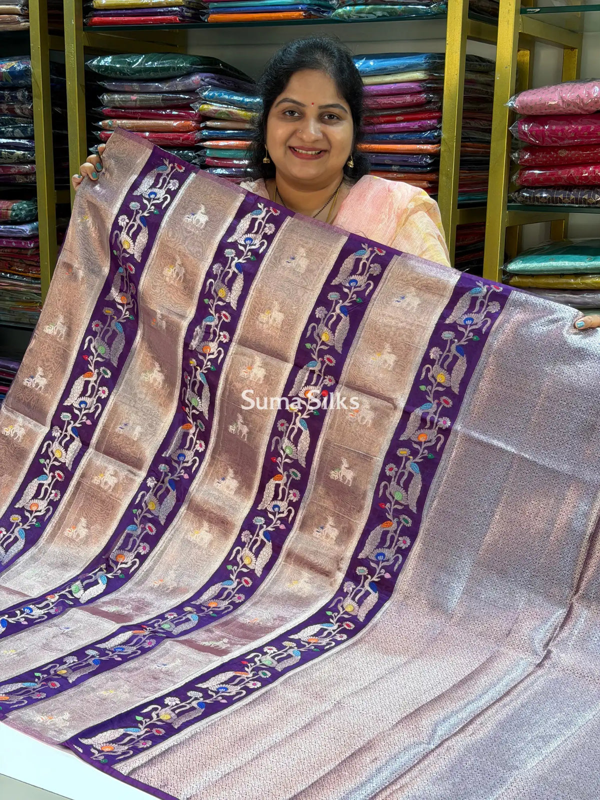 Chinniya Silk Saree Purple Color