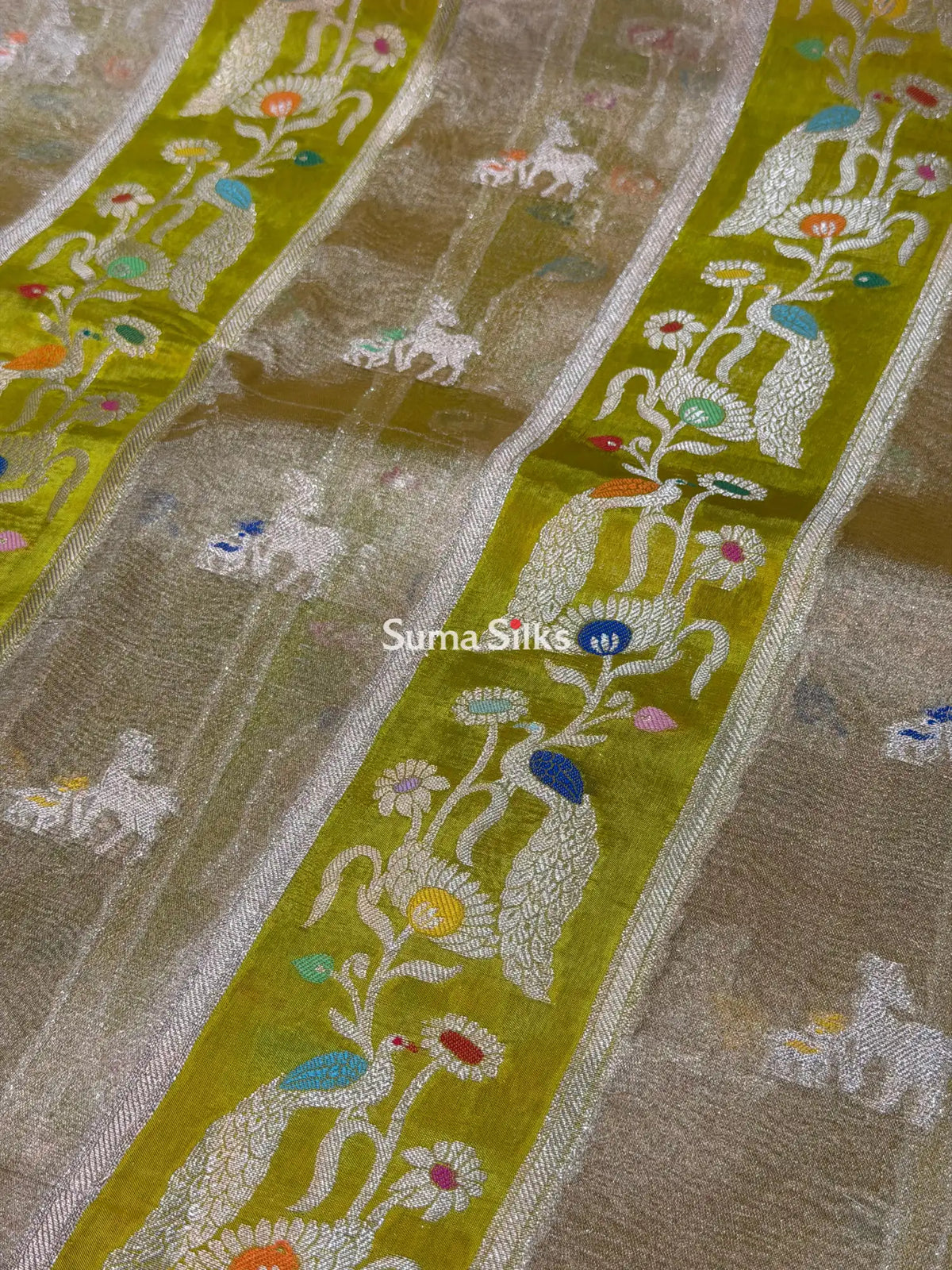 Chinniya Silk Saree Yellowish Green Color