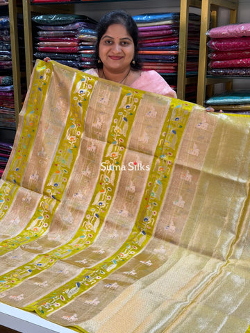 Chinniya Silk Saree Yellowish Green Color