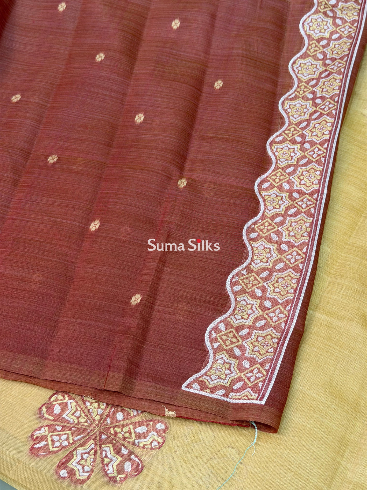 Linen Jamdani Flower Design Brown