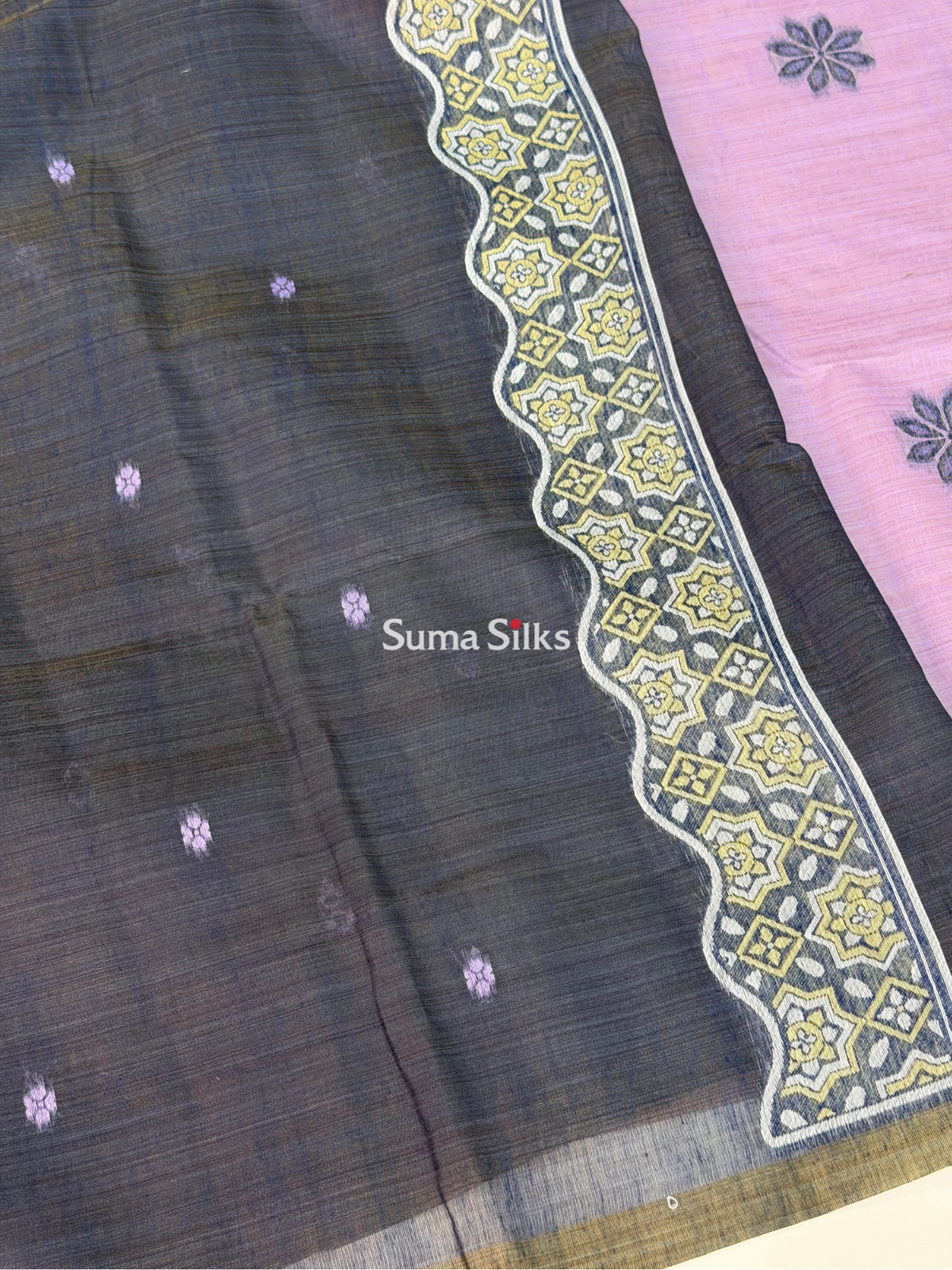 Linen Jamdani Flower Design Lavender