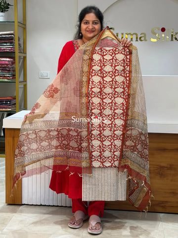Cotton with Kota Dupatta Allover Lotus Maroon