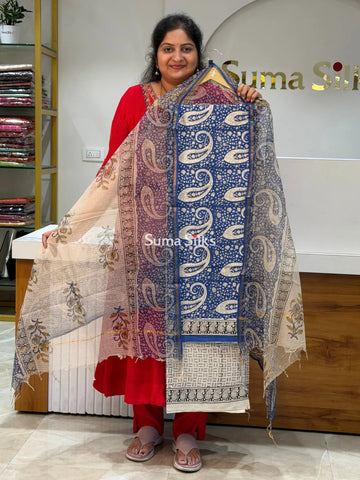 Cotton with Kota Dupatta Big Mango Indigo