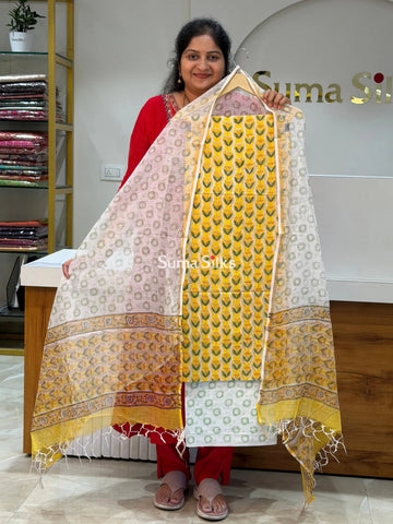 Cotton with Kota Dupatta Lilly Prints Yellow