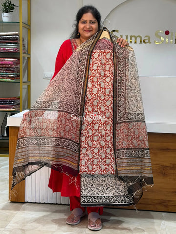 Cotton with Kota Dupatta Mango Print Maroon