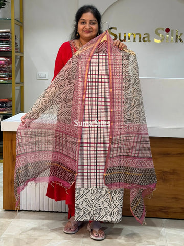 Cotton with Kota Dupatta Multi Check Pink