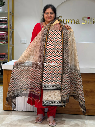 Cotton with Kota Dupatta Zig Zag Kora