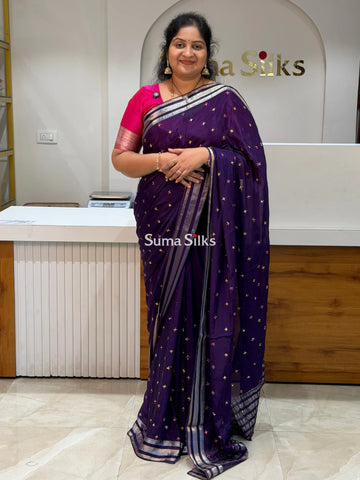 Crepe Georgette Saree Dark Violet Color