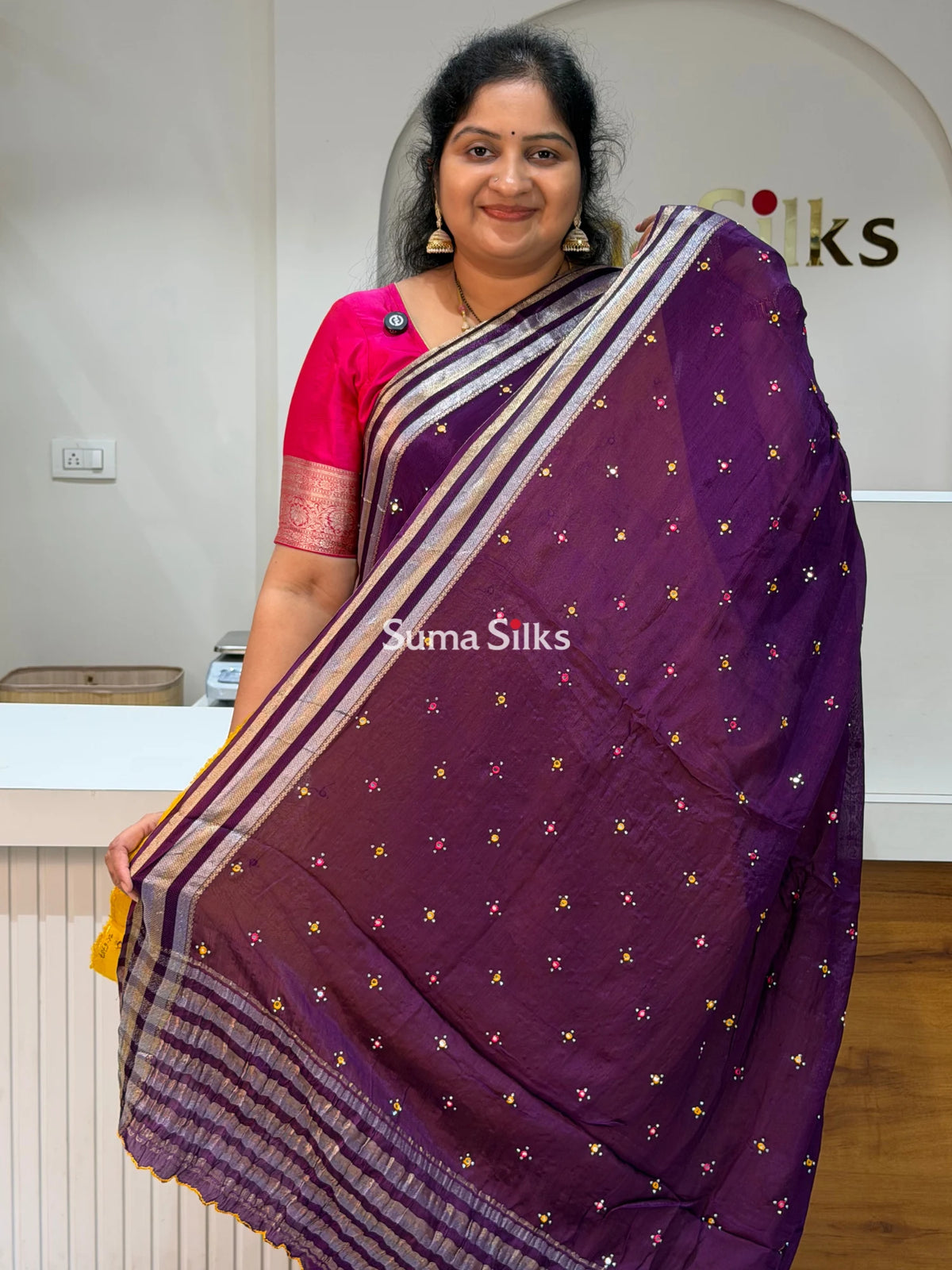Crepe Georgette Saree Wine Color
