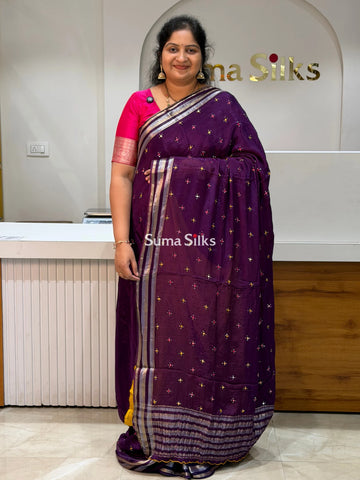 Crepe Georgette Saree Wine Color