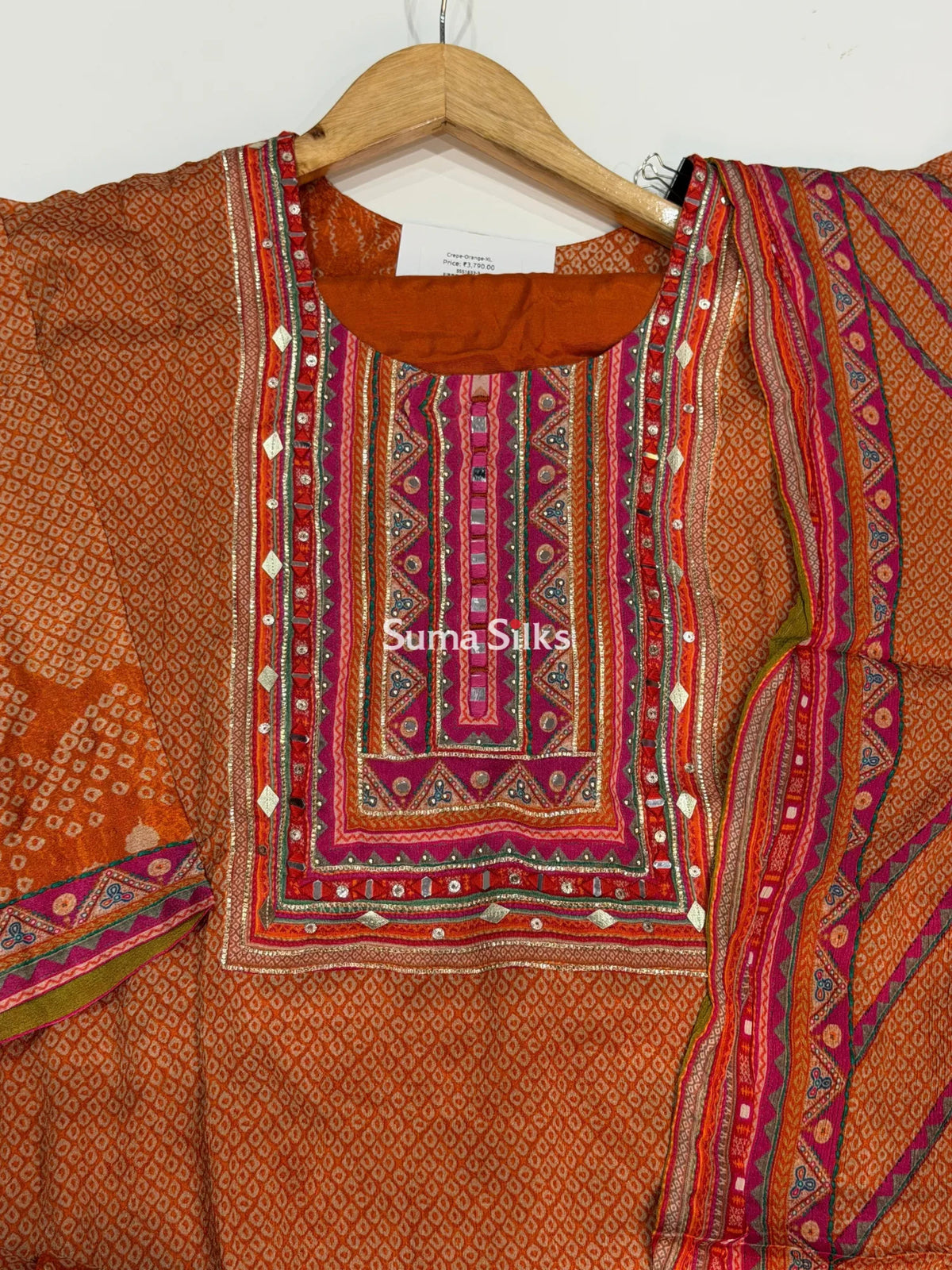 Crepe Suit Set Orange Color