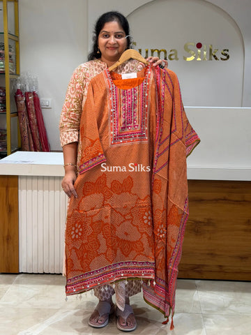 Crepe Suit Set Orange Color