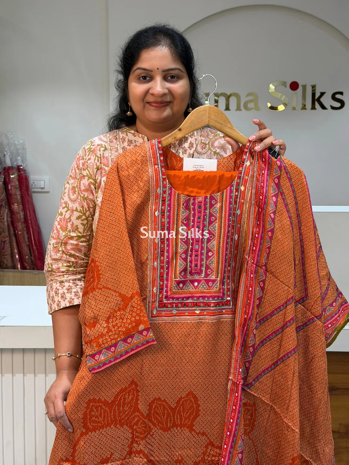 Crepe Suit Set Orange Color