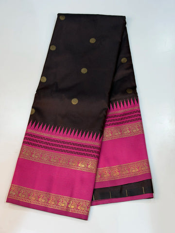Semi Gadwal - Dark Coffe Brown Color