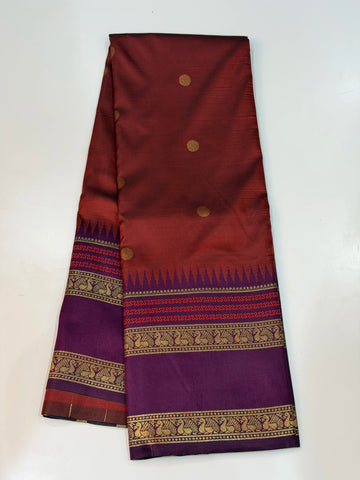 Semi Gadwal Saree - Dusty Maroon Color