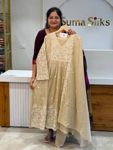 Mulchanderi Fancy Suit with allover pearl work and embroidery