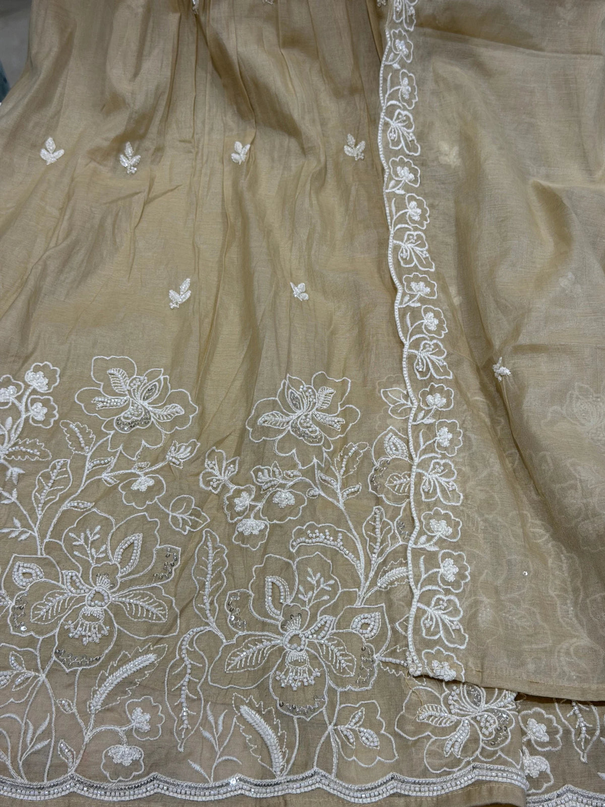 Mulchanderi Fancy Suit with allover pearl work and embroidery