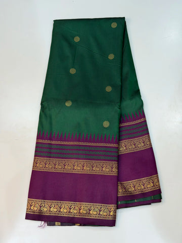 Semi Gadwal Saree - Green Color