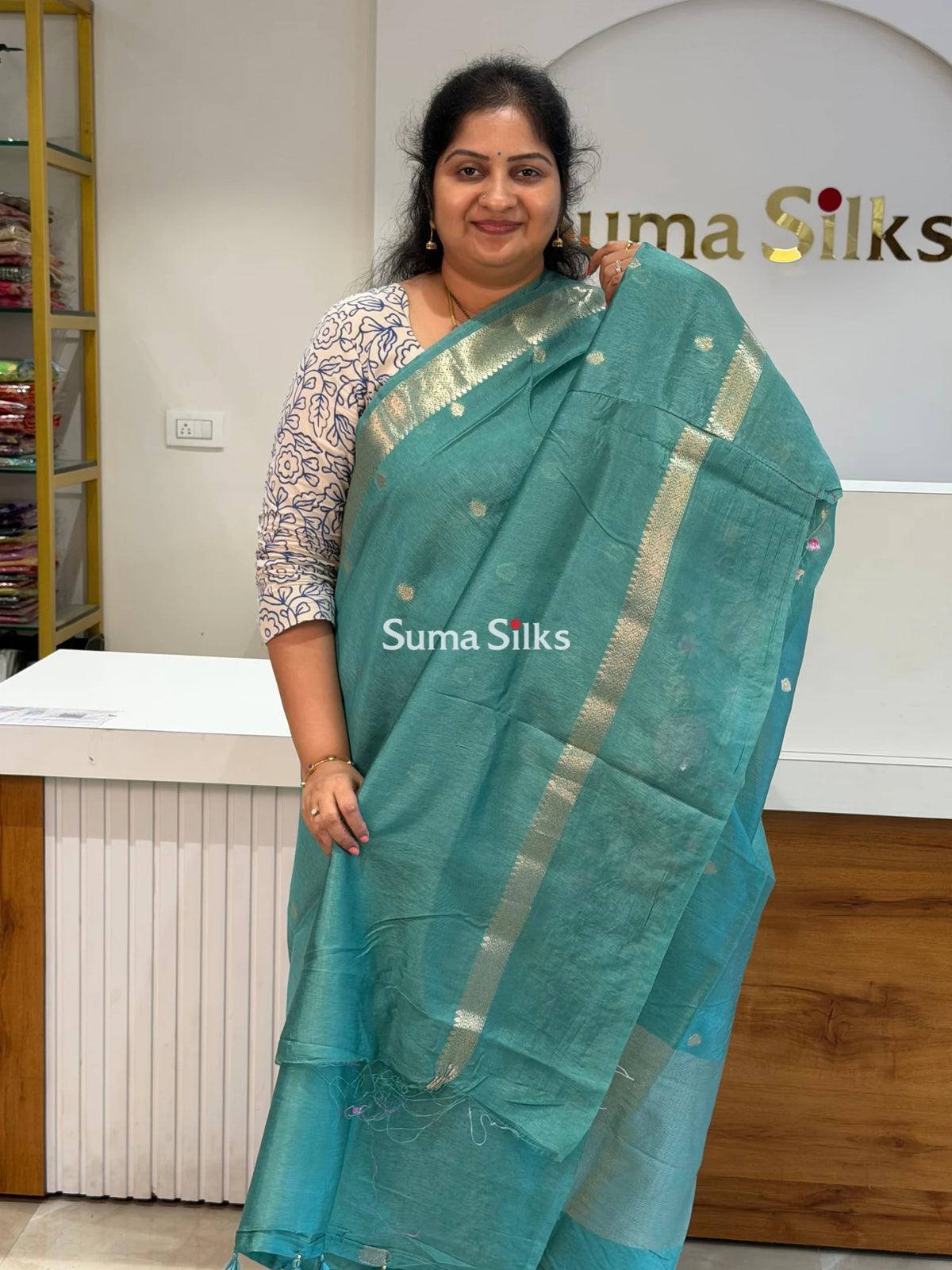 Green Mango Embroidery Rama Green Color Saree