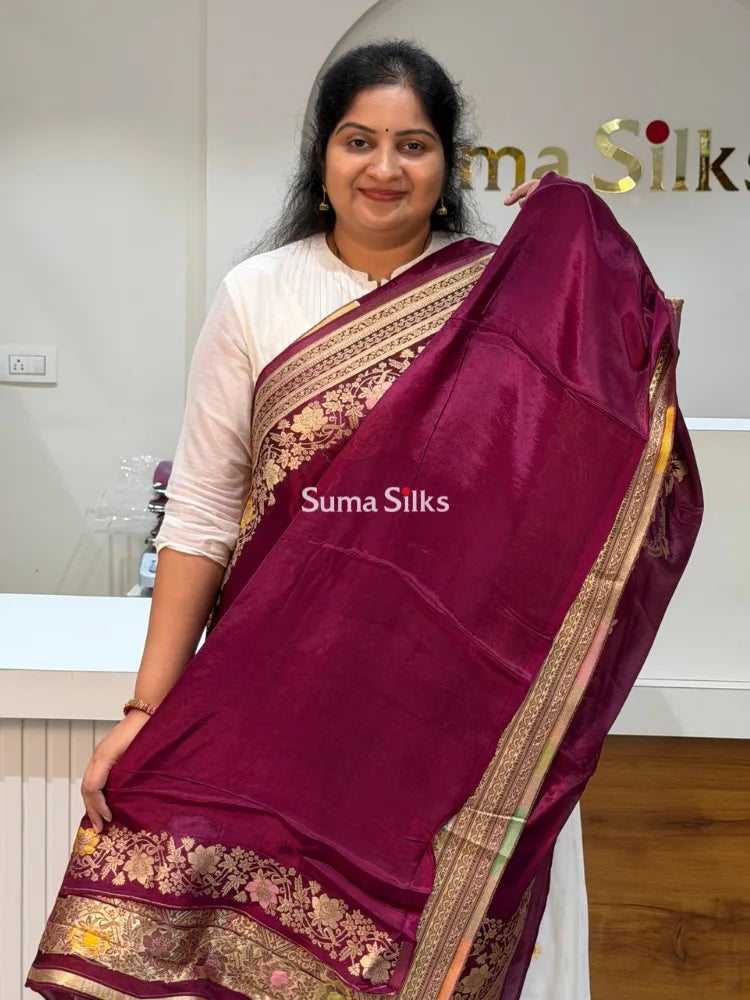 HO Crepe Silk Saree Center Design Snuff Color