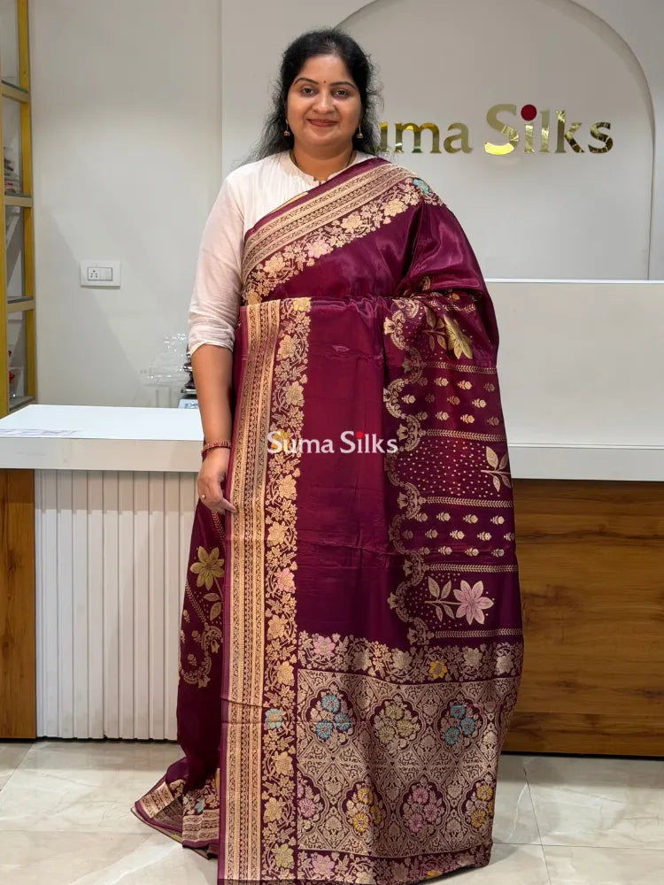 HO Crepe Silk Saree Center Design Snuff Color