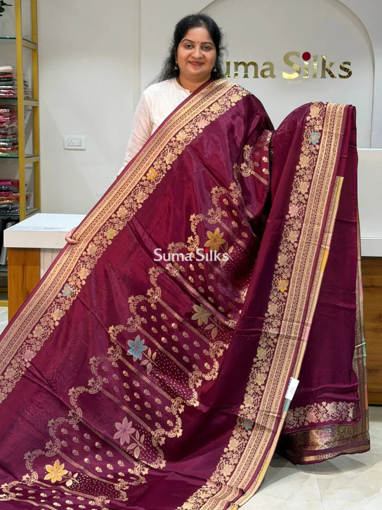 HO Crepe Silk Saree Center Design Snuff Color