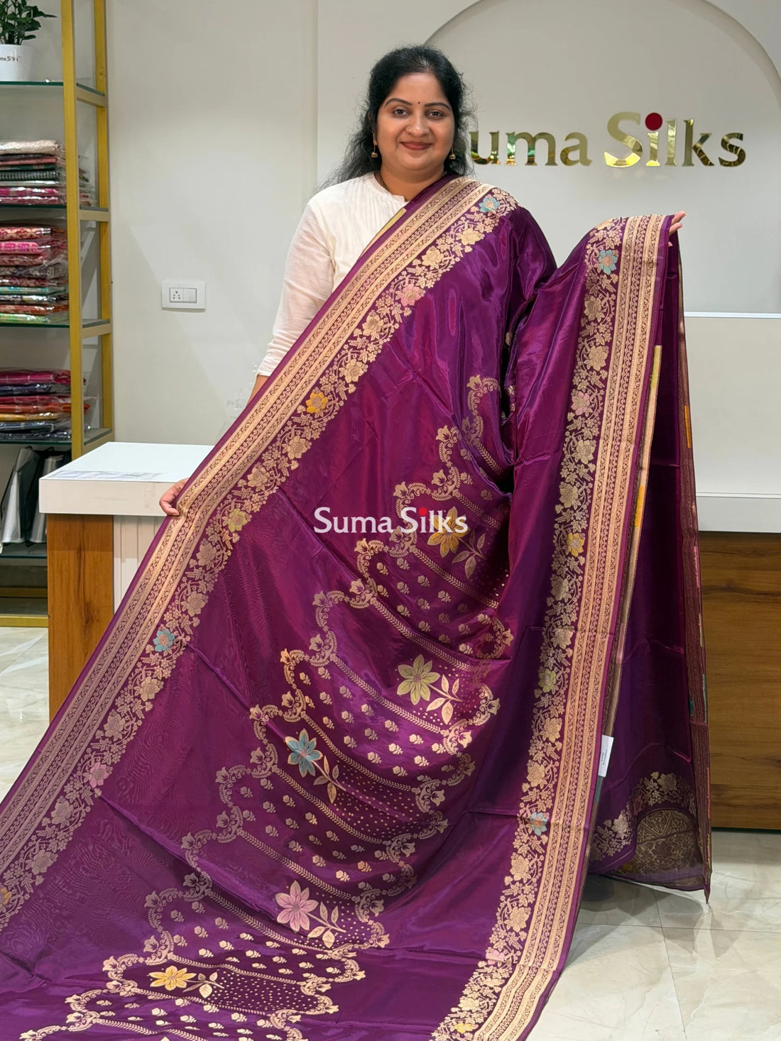 HO Crepe Silk Saree Center Design Wine Color