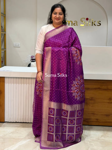 HO Crepe Bandhani Saree Light Purple Color