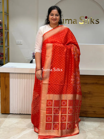 HO Crepe Bandhani Saree Orange Color