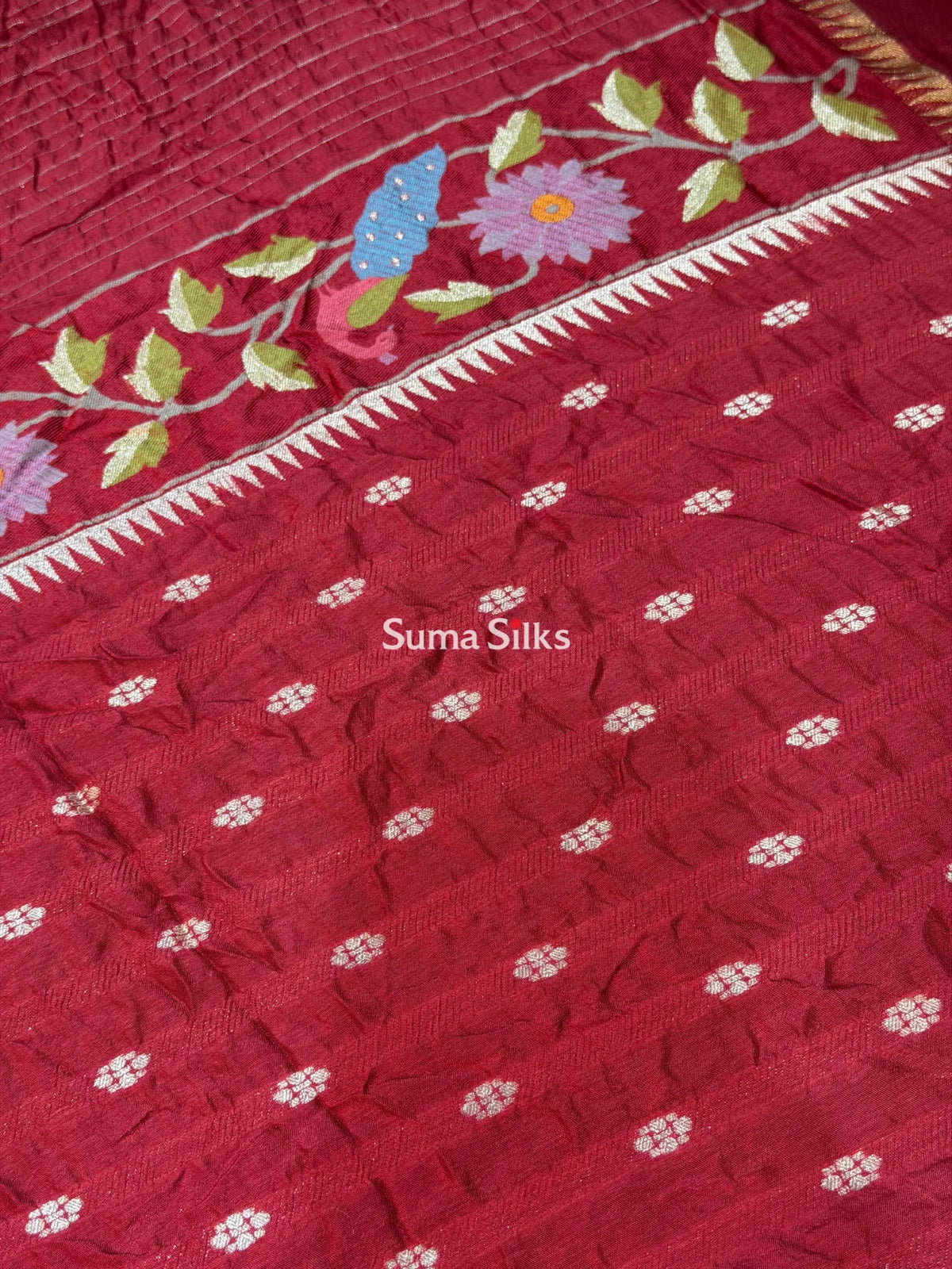 Hand Bandhej Bengal Border Maroon