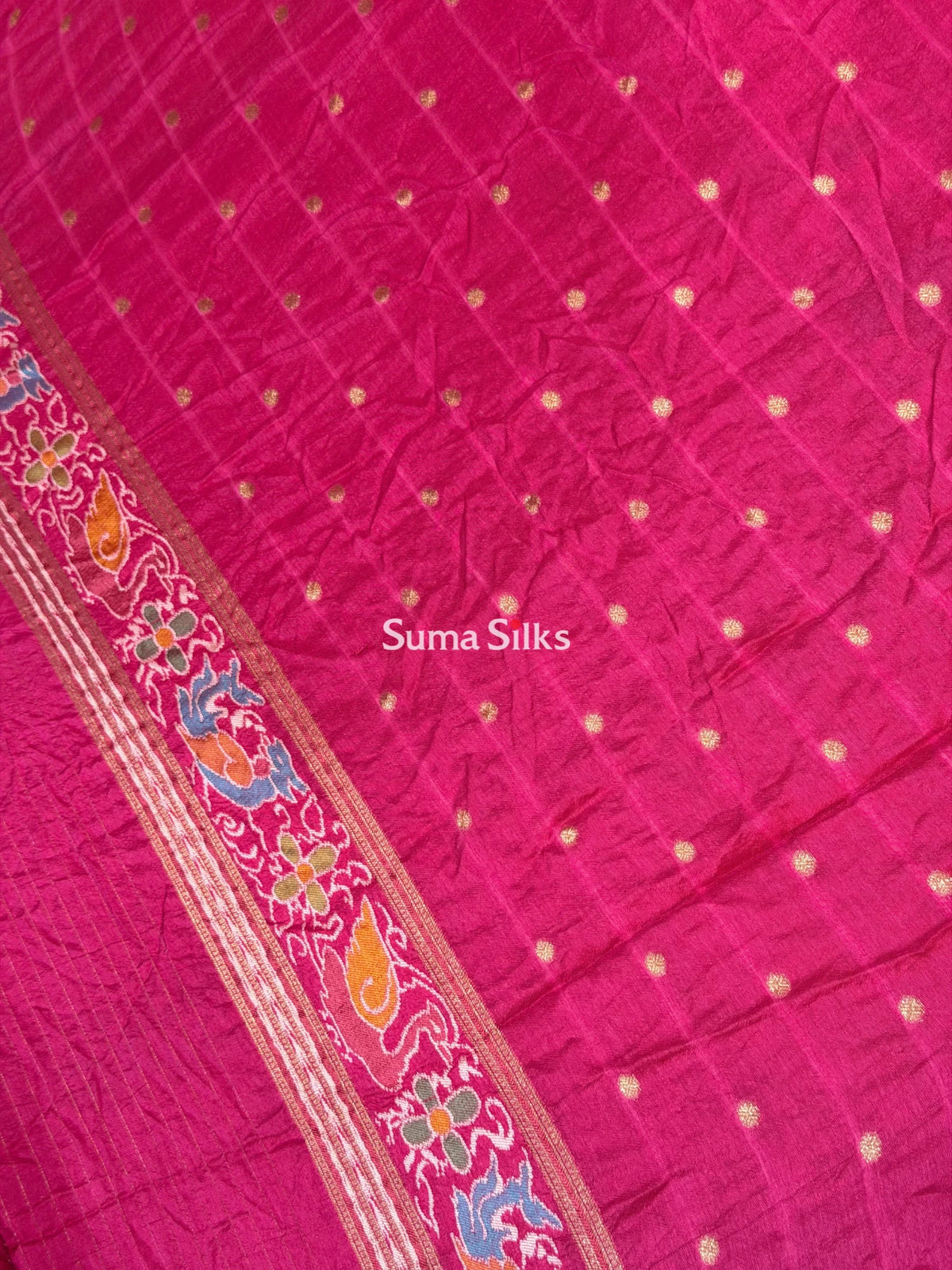 Hand Bandhej Madhuri Border Pink