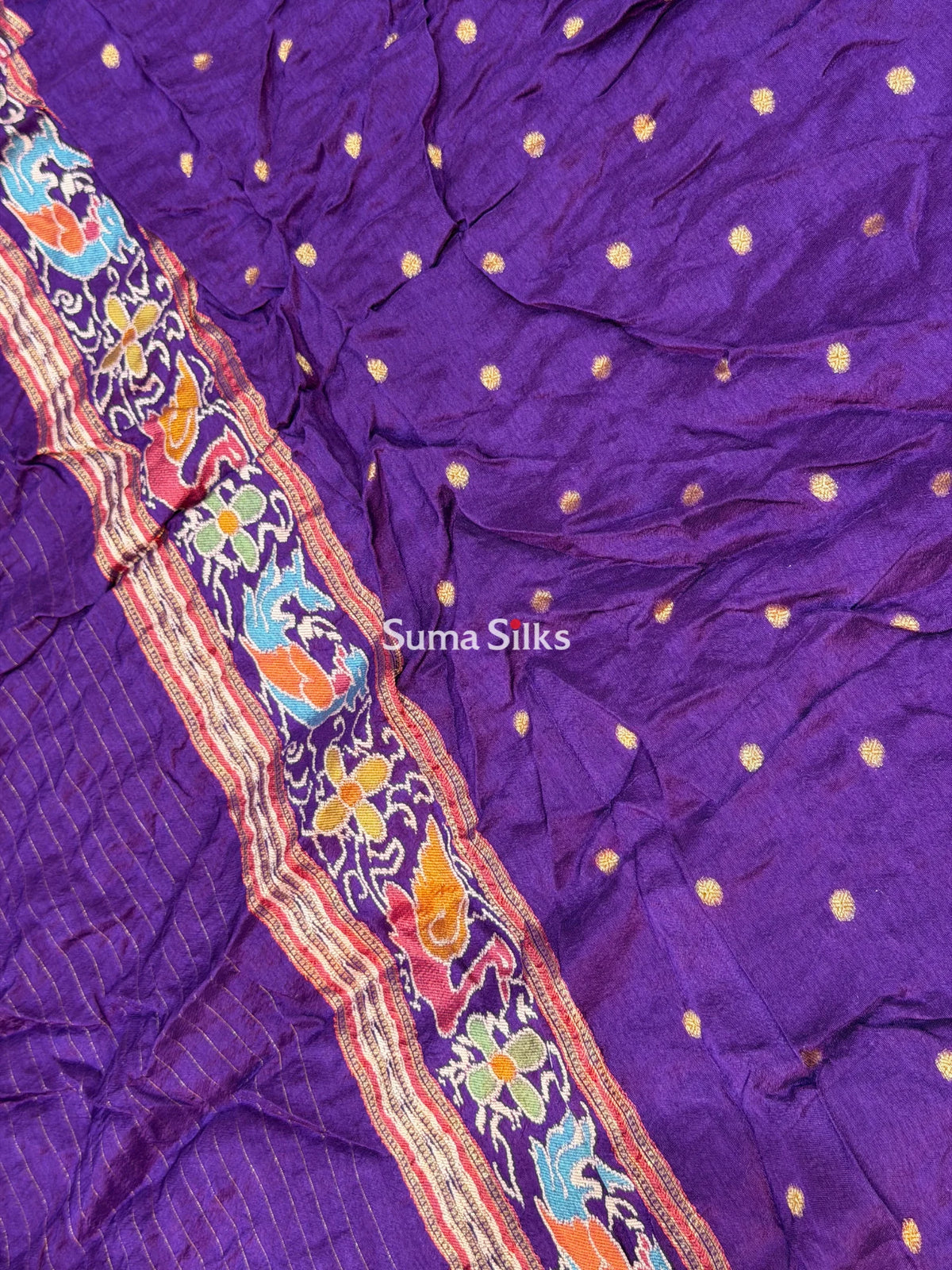 Hand Bandhej Madhuri Border Purple