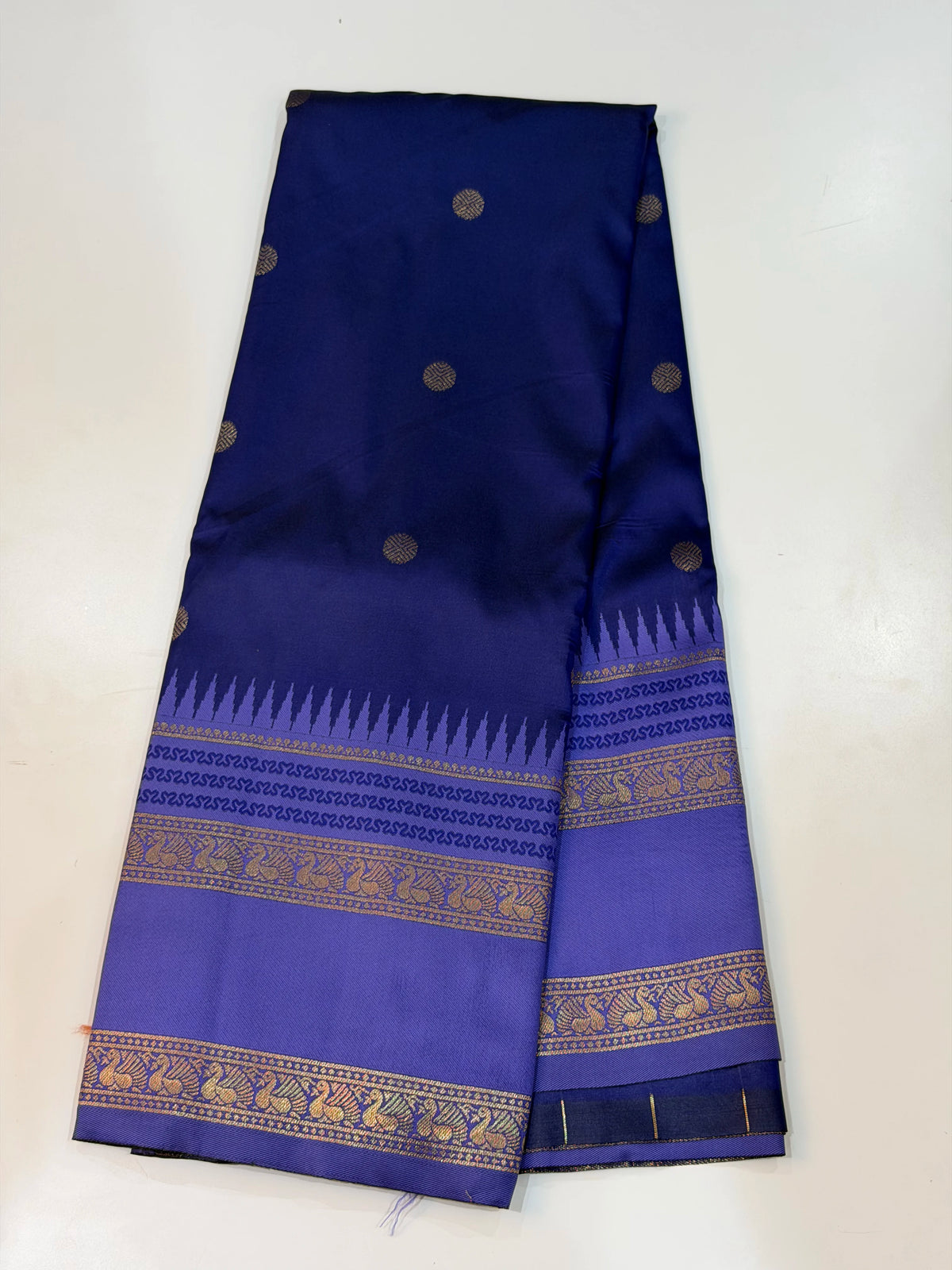 Semi Gadwal Saree - Ink Blue Color