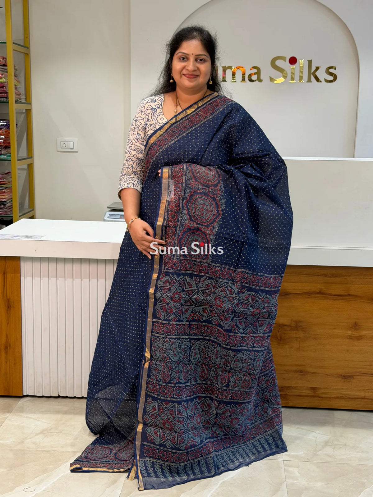 Jaipur Kota Block Printed Ajrakh Blue