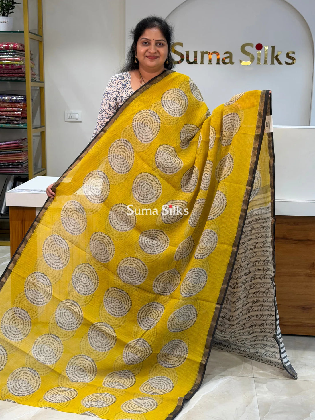 Jaipur Kota Block Printed Circles Yellow