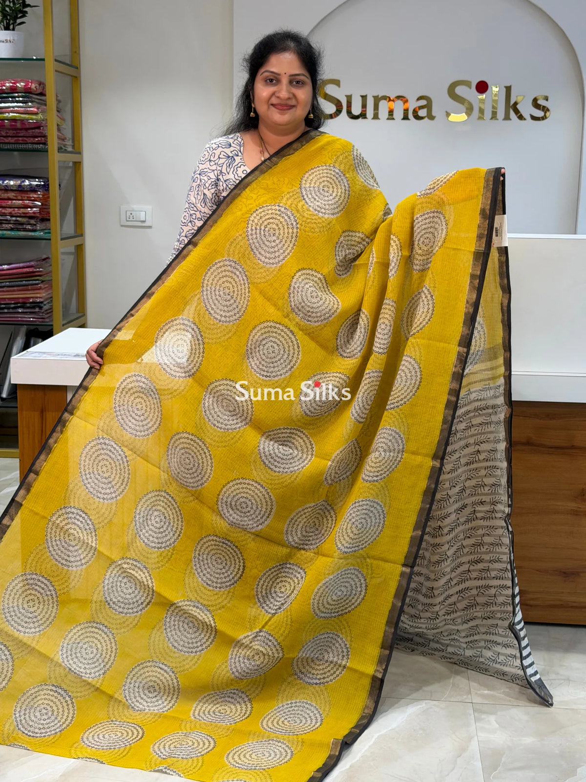 Jaipur Kota Block Printed Circles Yellow