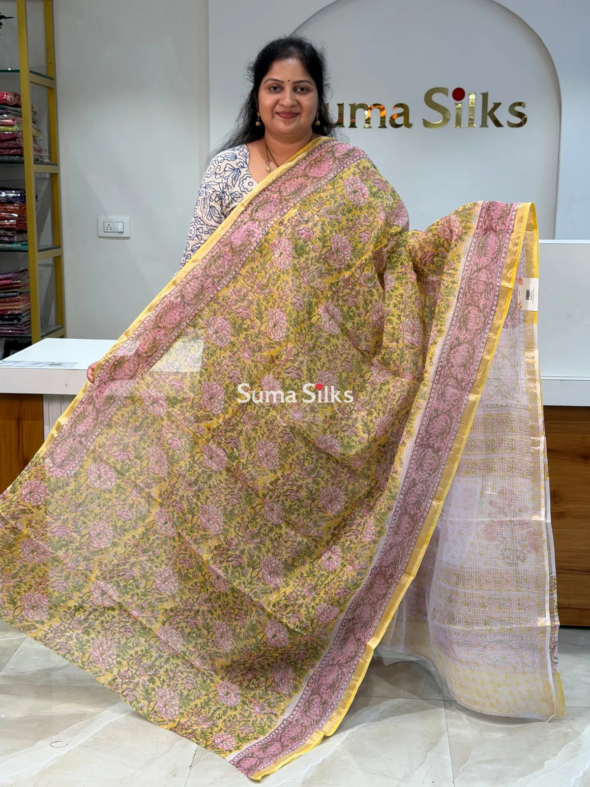 Jaipur Kota Block Printed Floral Yellow