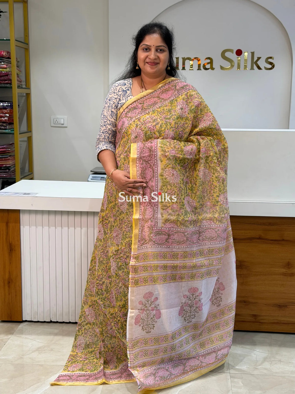 Jaipur Kota Block Printed Floral Yellow