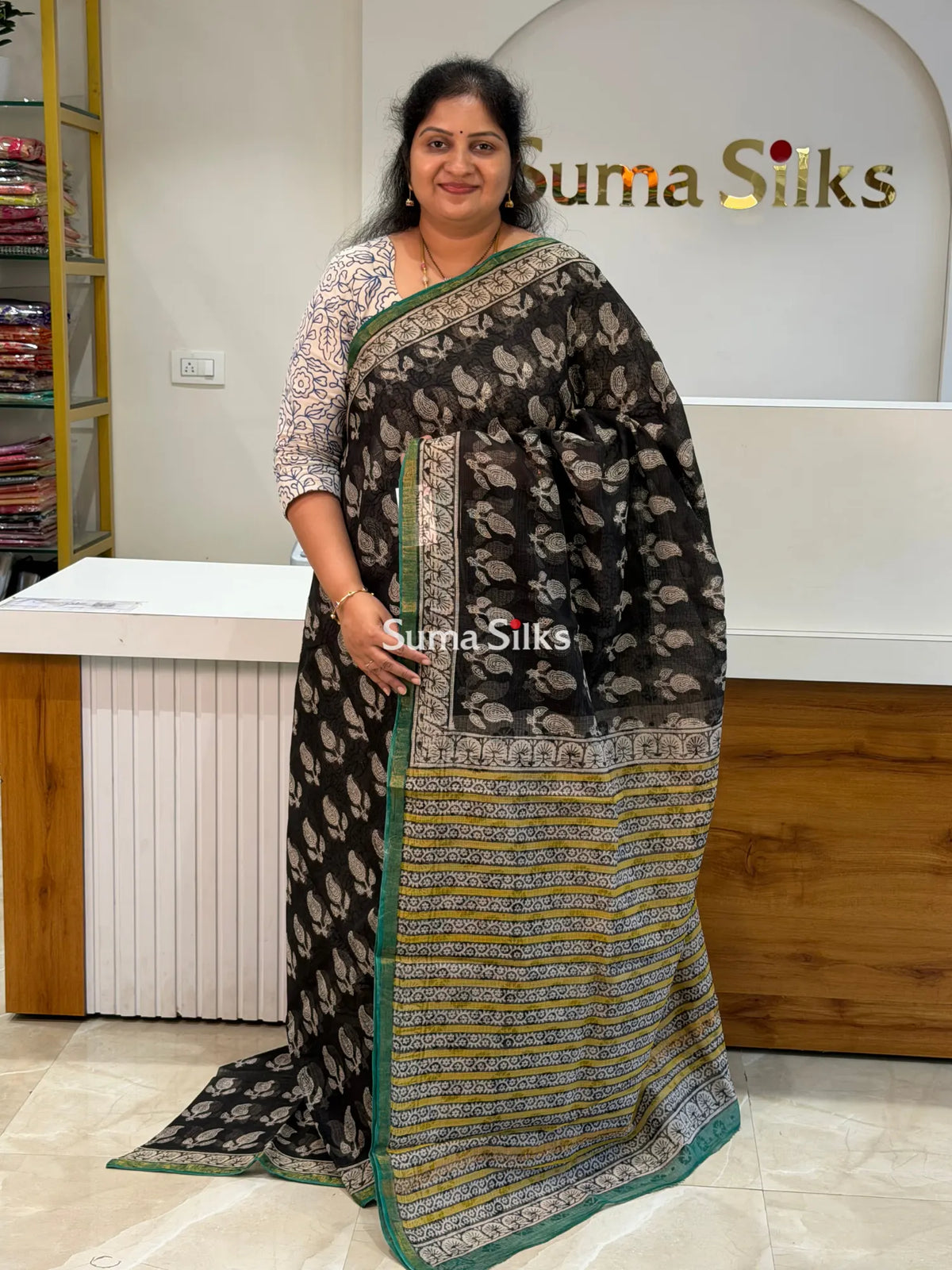 Jaipur Kota Block Printed Mango Black