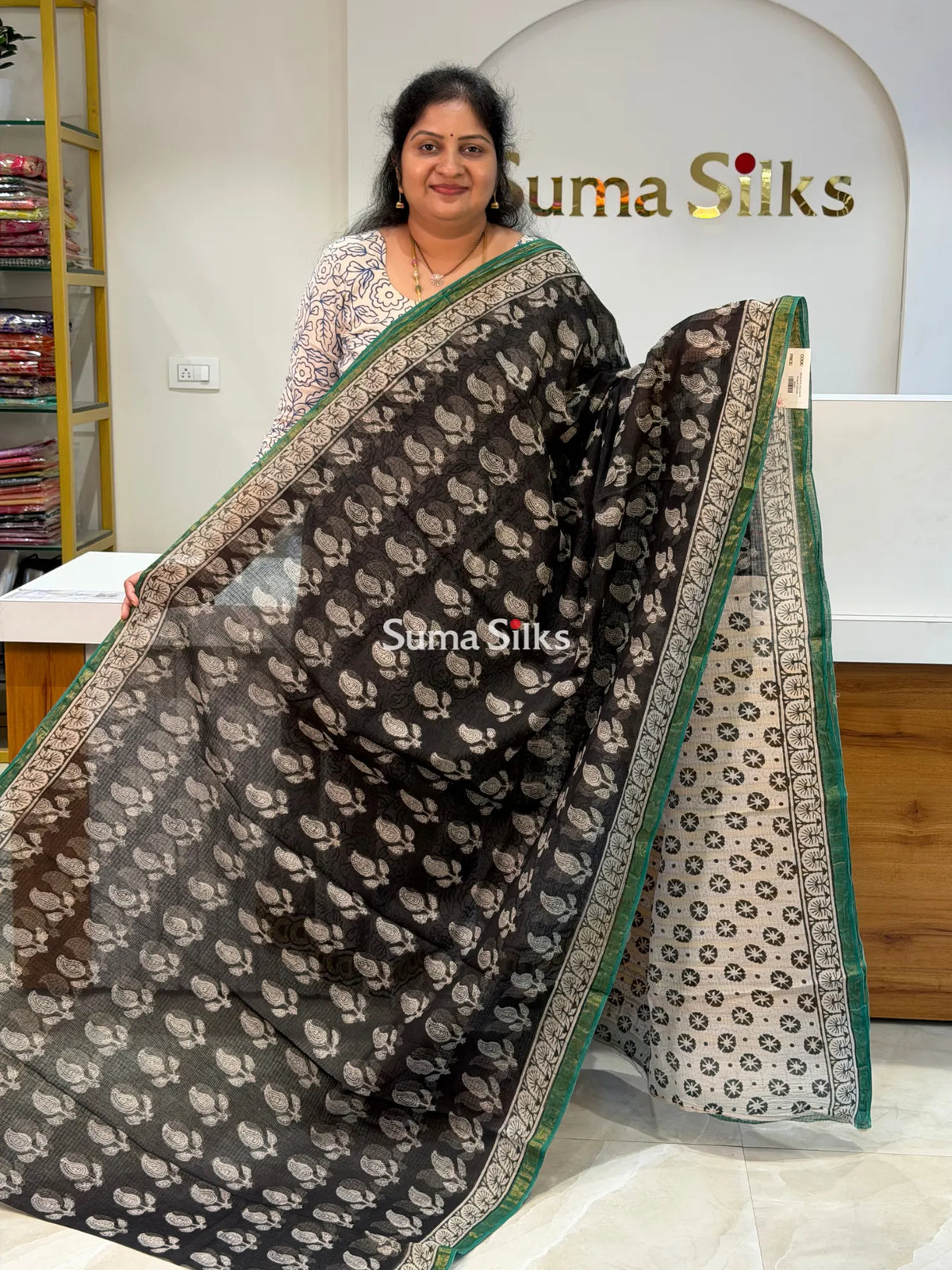 Jaipur Kota Block Printed Mango Black