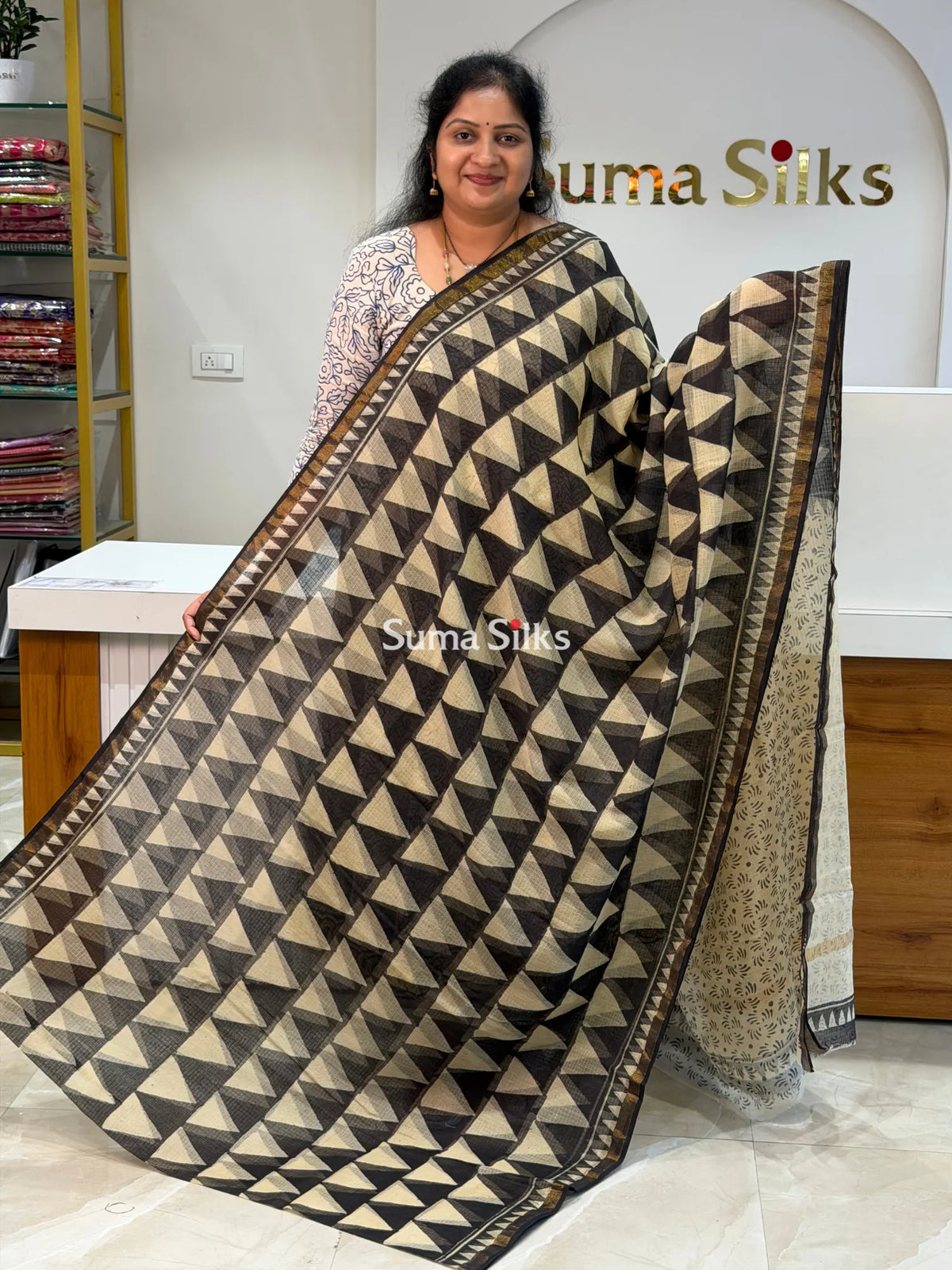 Jaipur Kota Block Printed Triangle Black