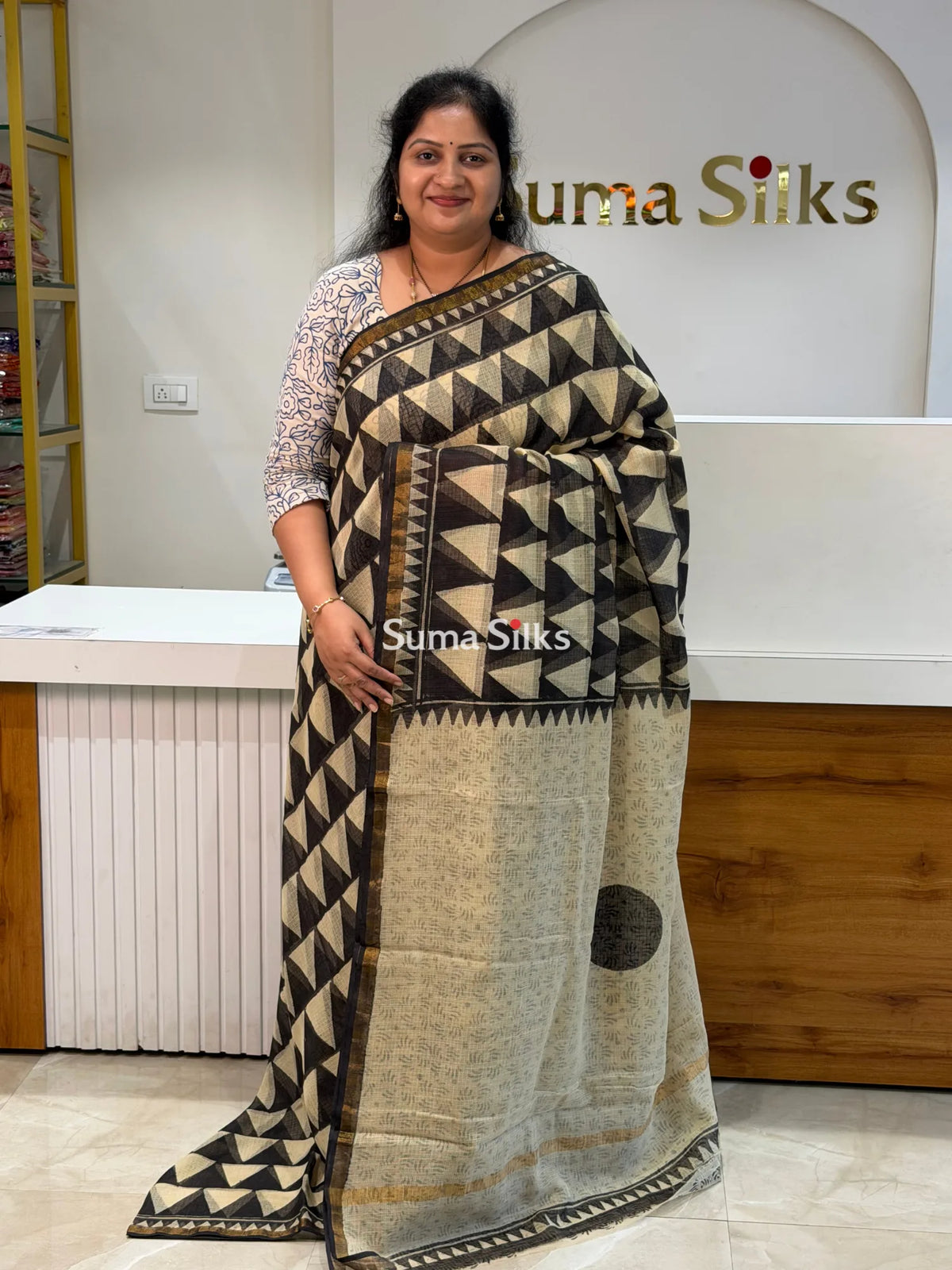 Jaipur Kota Block Printed Triangle Black