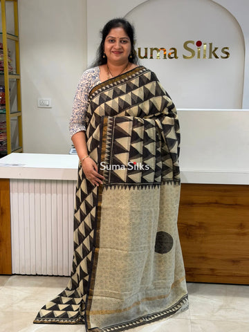 Jaipur Kota Block Printed Triangle Black